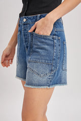 Denim Patch Pocket Barrel Shorts