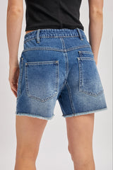 Denim Patch Pocket Barrel Shorts