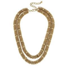 Collier en bois à deux rangs Channing, couleur naturelle