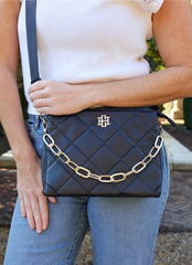 Ariana Crossbody Purse - Black Quilted