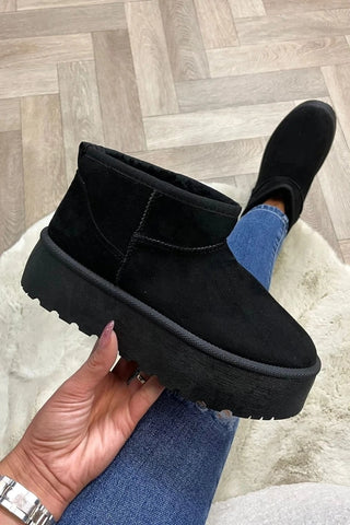 Denver Sherling Platform Booties - Black