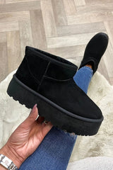 Denver Sherling Platform Booties - Black