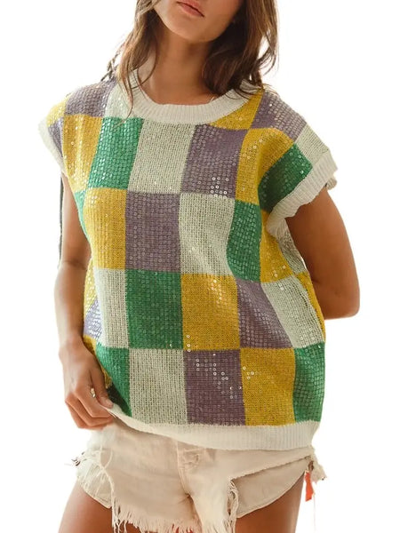 Mardi Gras Block Chain Sweater