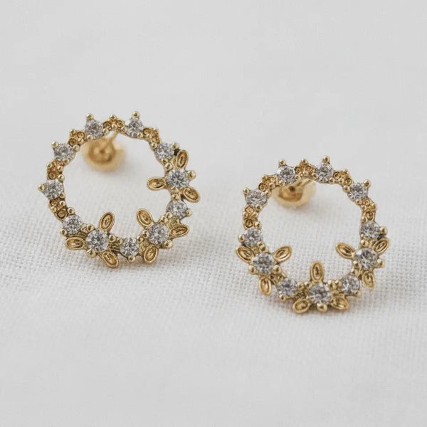 Geometric Blossom Drop Earrings with Zirconia