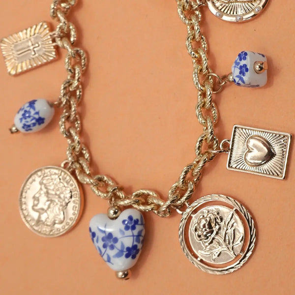 Blue Willow Charm Bracelet