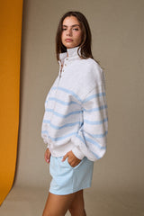 Addison Stripe Polo Sweatshirt - 2 Colors