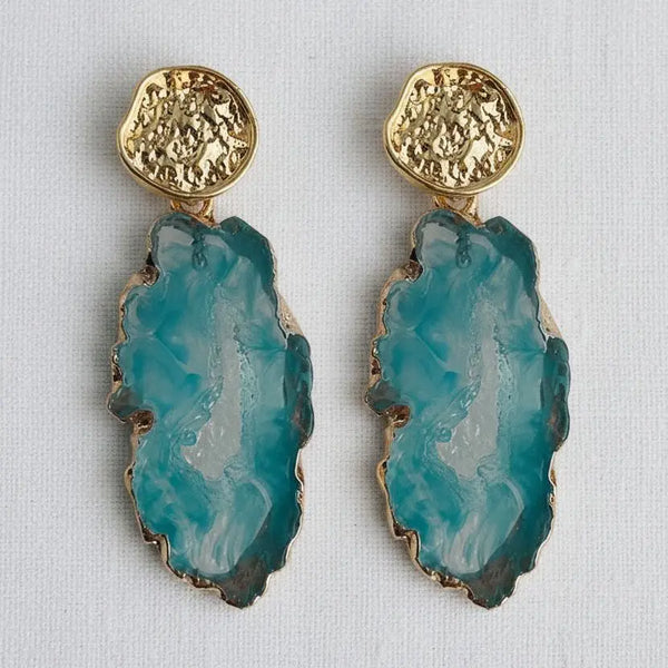 Blue Lake Geometric Dangle Earrings