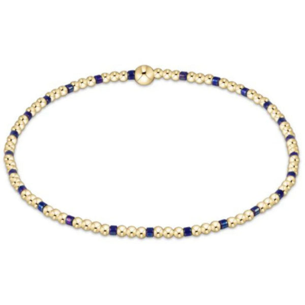 enewton 5.5" egirl Hope Sincerity Pattern 2mm Bead Bracelet - Blue Metallic