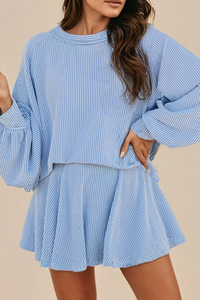 Blue Lagoon Corded Skirt Set