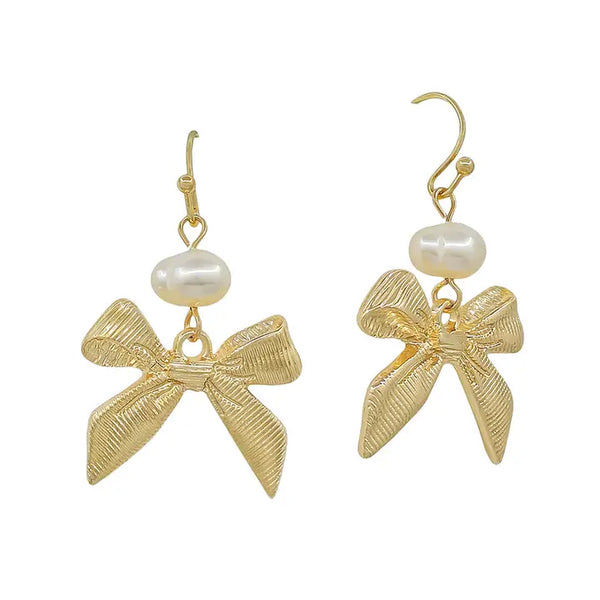 Bow with Pearl Earrings