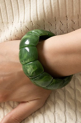 Faux Stone Acrylic Stretch Bracelets - 5 Colors