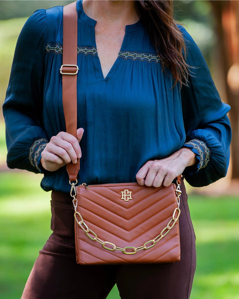 Ariana Crossbody Purse - Saddle Brown