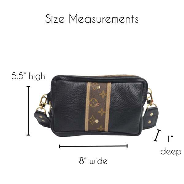 Bella Belt Bag in Black Leather | Upcycled Lv