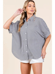 Oversized Striped GameDay Button Down - 2 Colors