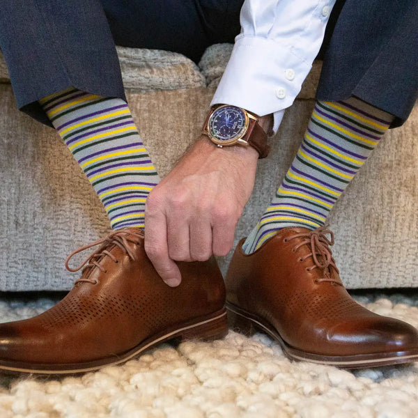 Men's Mardi Gras Stripe Socks Gray/Multi One Size