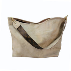 Sheila Shoulder Bag in Stone Leather | Upcycled Lv