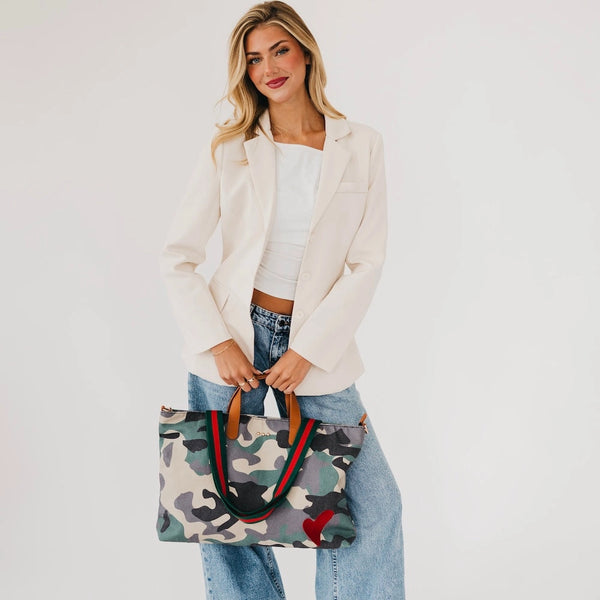 Chelsie Camo Printed Tote Bag