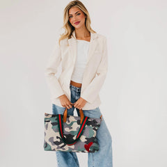 Chelsie Camo Printed Tote Bag