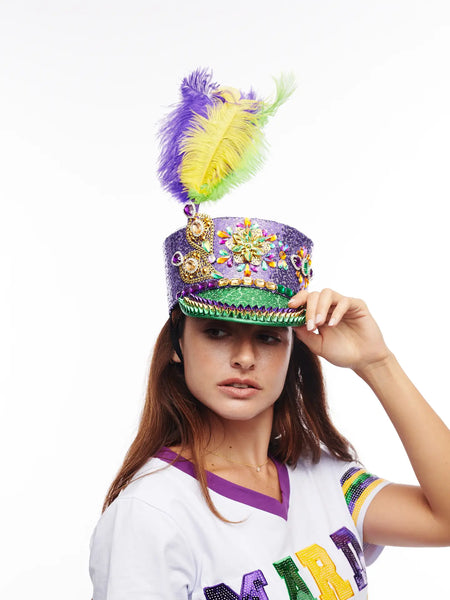 Mardi Gras Captain Hat with Feather