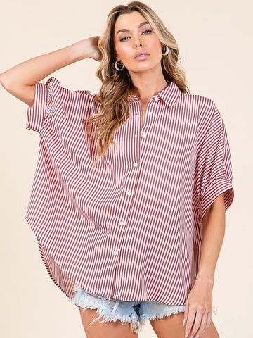 Oversized Striped GameDay Button Down - 2 Colors
