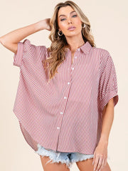 Oversized Striped GameDay Button Down - 2 Colors