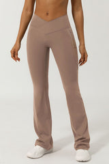 Cross Band Yoga Active Flare Leggings with Pocket - 4 Colors