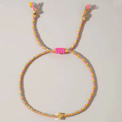 Cross Charm Corded Bracelets - 5 Colors