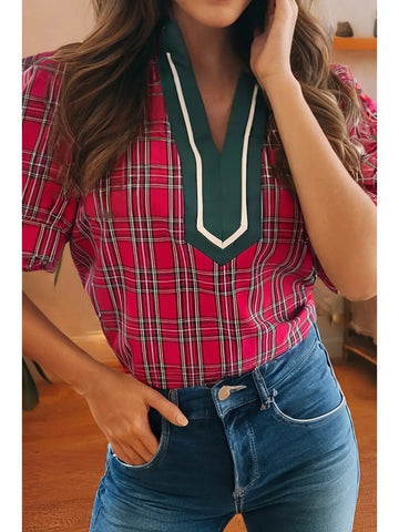 Rebecca Plaid Top