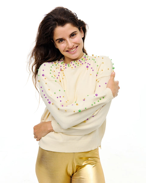 Mardi Gras Pearl Sweater