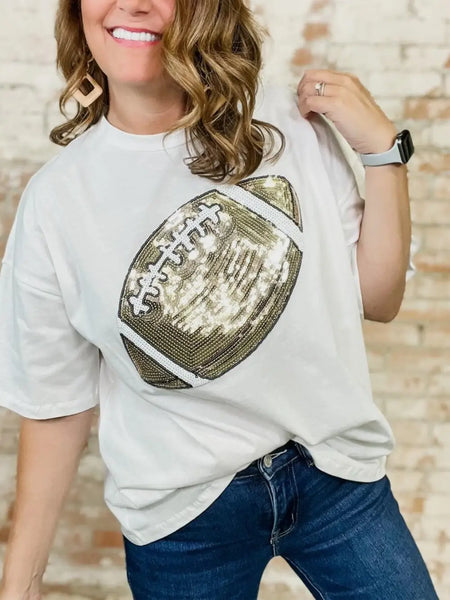 Big Sequin Football T-Shirt