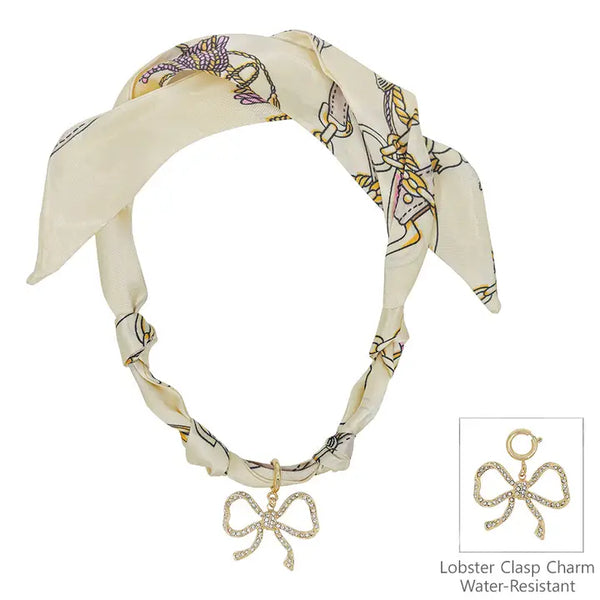 Bow Cream Scarf Necklace
