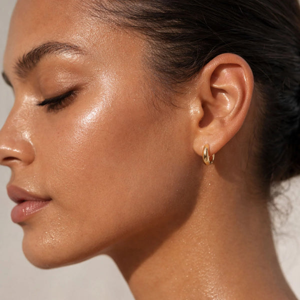 Ellie Vail Corinne Elongated Dome Huggie Hoop Earring