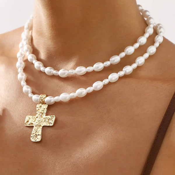 Kathleen Cross and Pearl Necklace