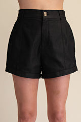 High Waist Rolled Cuffs Hem Tailored Shorts - 4 Colors
