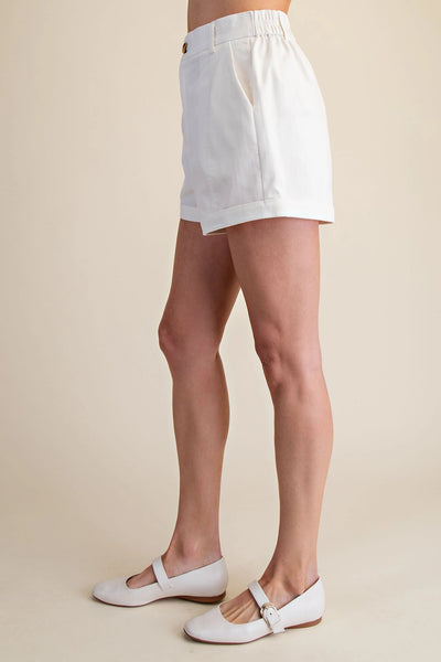 High Waist Rolled Cuffs Hem Tailored Shorts - 4 Colors