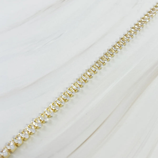 Marquise Cut Gold Sparkle Tennis Bracelet