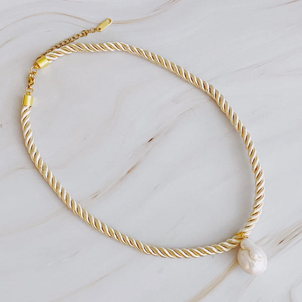 Satin Rope Baroque Pearl Necklace - 3 Colors