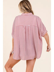 Oversized Striped GameDay Button Down - 2 Colors