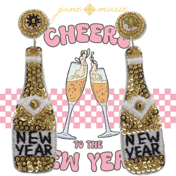 New Year Champagne Bottle Earrings