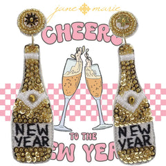 New Year Champagne Bottle Earrings