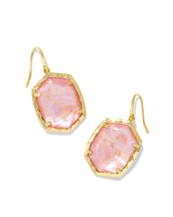 Kendra Scott Daphne Gold Drop Earrings in Light Pink Iridescent Abalone