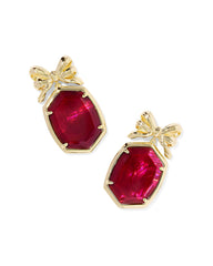 Kendra Scott Daphne Bow Drop Earrings - Gold Dark Burgundy Illusion