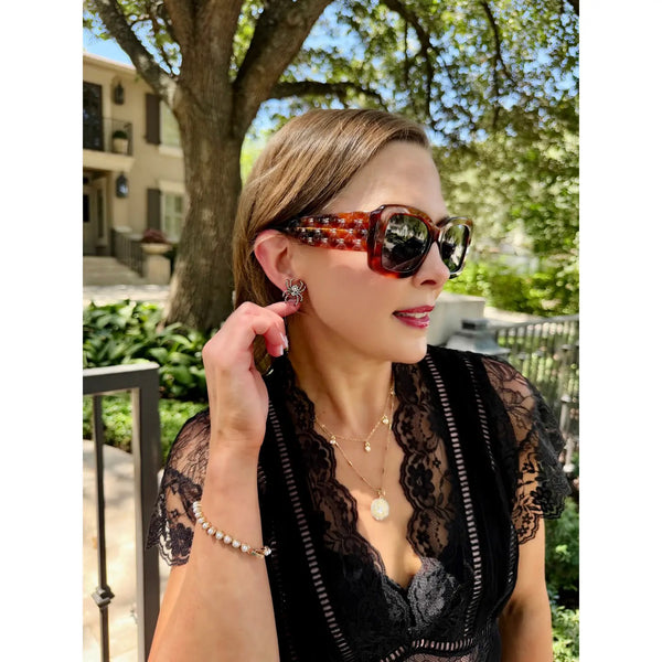 Pave Spider Stud Earrings in Black