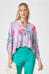 Dear Scarlett Purple Roses Medallion Top - Plus