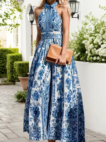 Delft Blue Maxi Dress