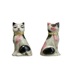 Vintage-Inspired Stoneware Cat Vase