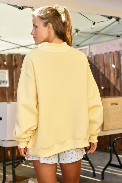 Dilly Dally Mock Neck Sweatshirt - Yellow
