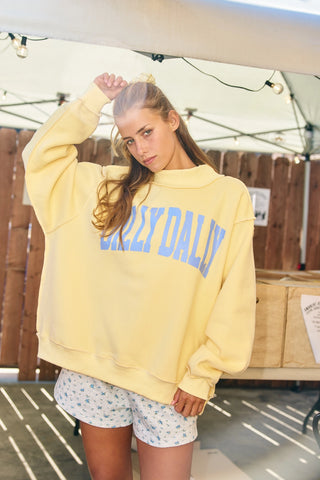 Dilly Dally Mock Neck Sweatshirt - Yellow
