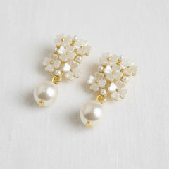 Floral Pearl Drop Earrings with Vintage Charm