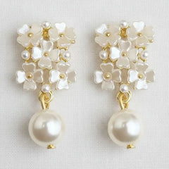 Floral Pearl Drop Earrings with Vintage Charm